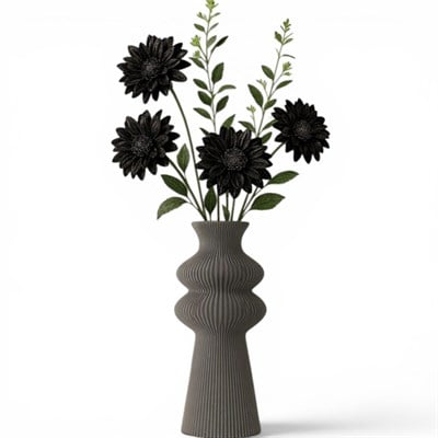 Premi̇um İskandi̇nav Rusti̇k Plasti̇k 3D Dekorati̇f Vazo GRİ