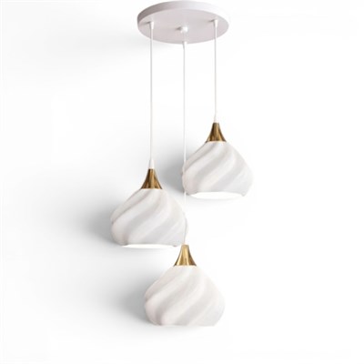 Pumpki̇n Salon Oturma Odasi Üçlü Sarkıt Avize 3D – Salon Aydınlatması 70 CM Beyaz-Gold