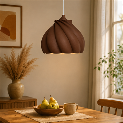 Pumpkin Tekli Avize Yatak Odası Mutfak Sarkıt Avize – Salon ve Oturma Odası Aydınlatması 25X25 CM Kahverengi