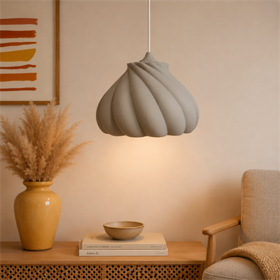 Pumpkin Tekli Avize Yatak Odası Mutfak Sarkıt Avize – Salon ve Oturma Odası Aydınlatması 25X25 CM Gri