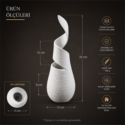Sarmal Beton Dekorati̇f Vazo 3D Beyaz