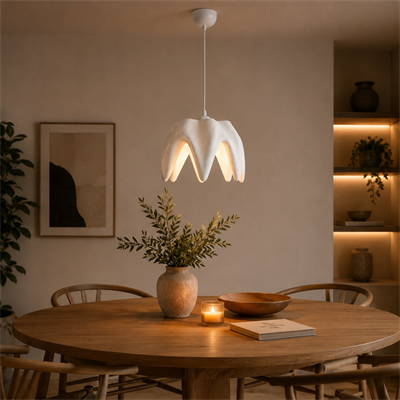 SİRİUS Beton Görünümlü Tekli Sarkıt Avize – Modern Salon ve Oturma Odası Aydınlatması Beyaz