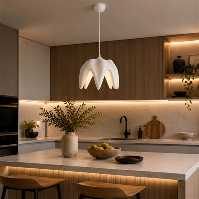 SİRİUS Beton Görünümlü Tekli Sarkıt Avize – Modern Salon ve Oturma Odası Aydınlatması Beyaz
