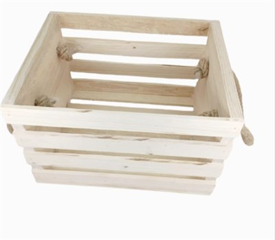 TIGEA Doğal Ahşap Halat Kulplu Dekoratif Kasa 30x23x19 cm Çok Amaçlı Organizer