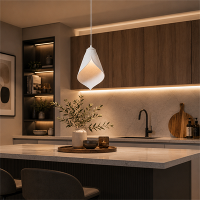 Yaprak Şekilli Beton Dokulu Salon / Oturma Odası Sarkıt Avize