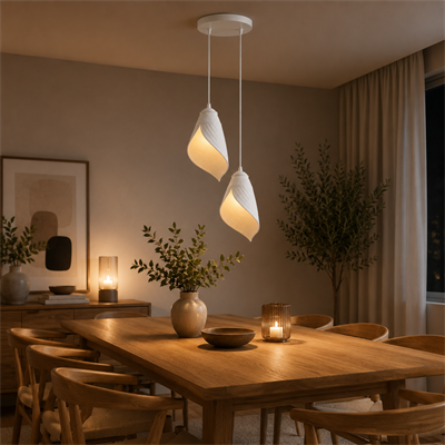 Yaprak Şekilli Beton Dokulu Salon / Oturma Odası İkili Sarkıt Avize