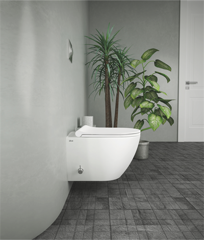 SUA Rimless Wand-WC mit integrierter Bidetfunktion – Weiß (Bella Rotondo) - Leonardo davinci