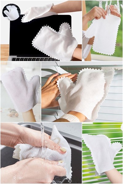 10 Adet Sihirli Toz Alma Temizlik Eldiveni Ekran Çizmez Eldiven Yıkanabilir Mutfak Bulaşık Banyo