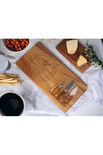 Bambu 4 Parça Peynir Sunum Seti Natural Kahvaltı Bambu Takımı