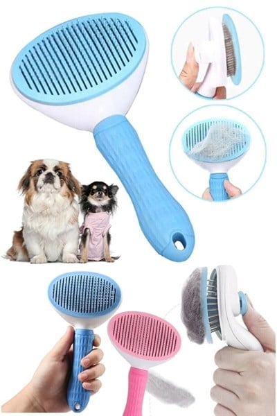 Otomatik Temizlenebilen Tuşlu Evcil Hayvan Fırçası, Kedi Köpek Tüy Toplayıcı Tarak