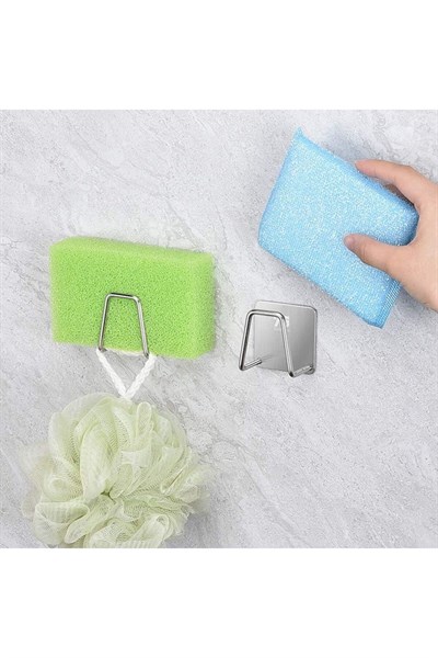 Paslanmaz Çelik Bulaşık Süngeri Tutacağı 3M Yapışkanlı Bulaşık Sünger Tutucu Çok Amaçlı Havlu Askı