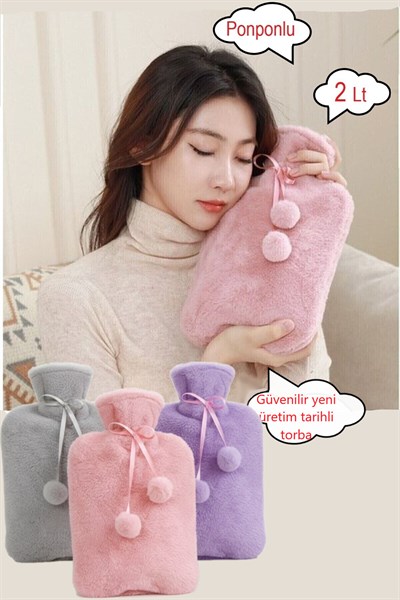 Peluş Kılıflı Sıcak Su Torbası 2 Lt Kare Yumuşak Yıkanabilir Peluş Kılıflı Su Torbası