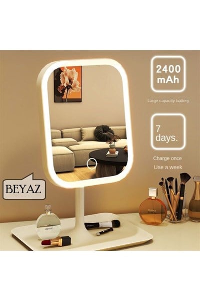 Şarjlı Led Işıklı Makyaj Aynası Led Dokunmatik Makyaj Aynası Oynar Başlıklı 3 Modlu Usb Şarjlı
