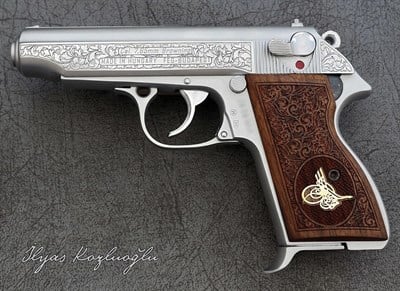 Alman Browning 7.65 Yanaklar Gravür & Açık Füme Titanyum