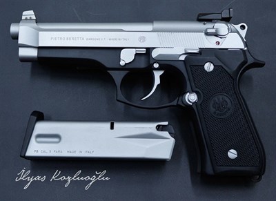 Beretta 92FS Beyaz Siyah Krom Kaplama