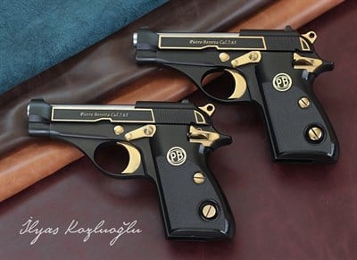 Beretta MOD70  Yanaklar Sarı Çerçeve Siyah Krom Kaplama