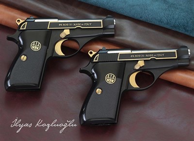 Beretta MOD70  Yanaklar Sarı Çerçeve Siyah Krom Kaplama
