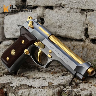 Beretta Mod 92 FS - Açık Füme Titanyum Kaplama - Parlak Sarı Titanyum Namlu ve Parçalar