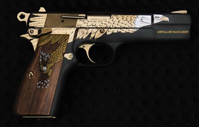 Browning - Mat Siyah Krom & Sarı Titanyum Kaplama - Old Glory Kartal Gravür