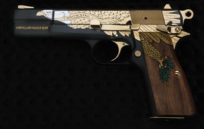 Browning - Mat Siyah Krom & Sarı Titanyum Kaplama - Old Glory Kartal Gravür