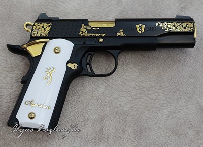 Browning 1911 Sarı Gravür & Siyah Krom Kaplama