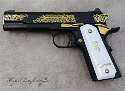 Browning 1911 Sarı Gravür & Siyah Krom Kaplama
