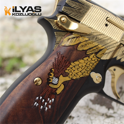 Browning Mat Siyah Kaplama & Parlak Sarı Titanyum Old Glory Kartal Gravür