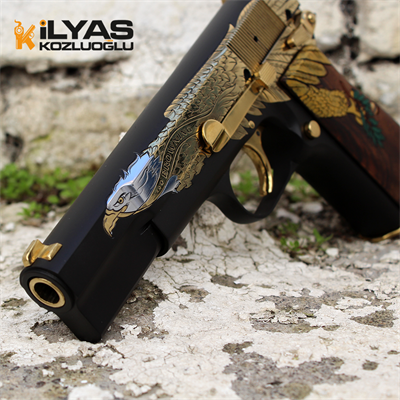 Browning Mat Siyah Kaplama & Parlak Sarı Titanyum Old Glory Kartal Gravür