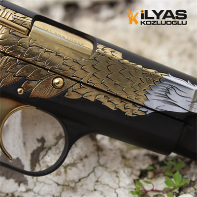 Browning Mat Siyah Kaplama & Parlak Sarı Titanyum Old Glory Kartal Gravür