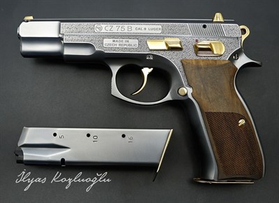 CZ 75 B - Eng Scroll Gravür - Açık Füme Titanyum Kaplama - Parlak Sarı Titanyum Parçalar