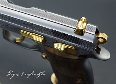 CZ 75 B - Eng Scroll Gravür - Açık Füme Titanyum Kaplama - Parlak Sarı Titanyum Parçalar