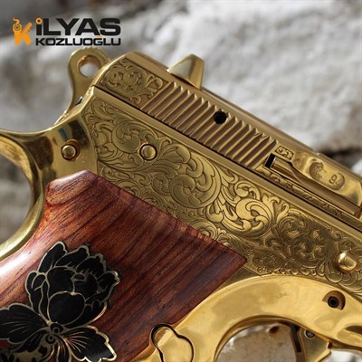 CZ 75B - Parlak Sarı Titanyum Kaplama - Full Gravür Desen