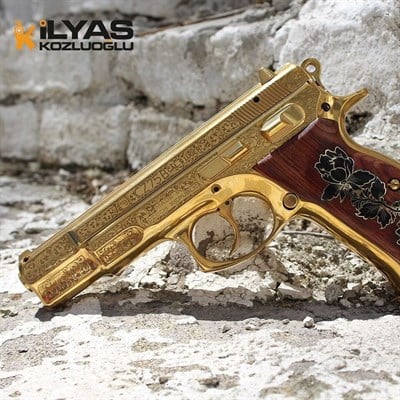 CZ 75B - Parlak Sarı Titanyum Kaplama - Full Gravür Desen