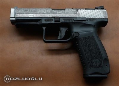 Canik TP9 - Açık Füme Titanyum - Çiçek Desen & English Scroll Gravür