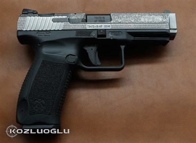 Canik TP9 - Açık Füme Titanyum - Çiçek Desen & English Scroll Gravür