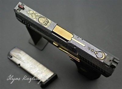 Canik TP9 SF Elite - Açık Füme  Titanyum - Scroll ve Çiçek Desen Gravür