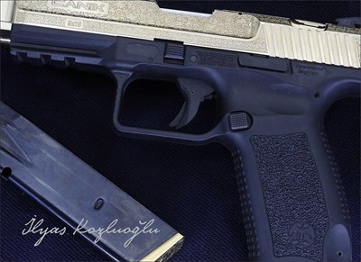 Canik TP9 Sarı Titanyum Kaplama - Çiçek Desen & English Scroll Gravür