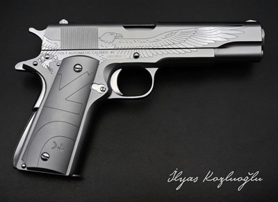 Colt 1911 Kartal Gravür Beyaz Krom