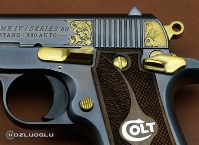 Colt Mustang 380 Gravür Titanyum Altın Kaplama