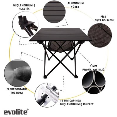 Evolite Naturel Katlanabilir Kamp Masası Orta