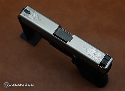 Glock 19 Gen4 Üst Serpme Gravür Beyaz Krom