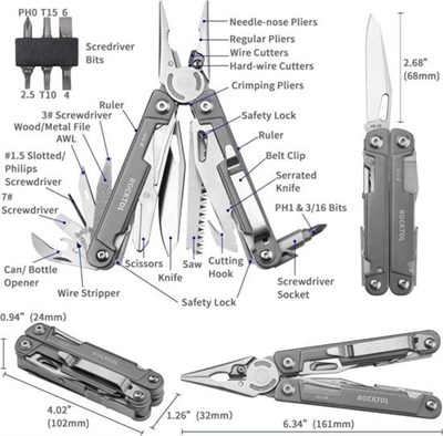 Rocktol Multı Tool 27 Fonksiyonlu Kılıflı