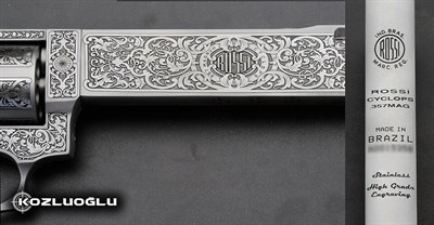 Rossi Cyclops 357. Magnum Gravür Çalışması - Mat Beyaz Krom Kaplama