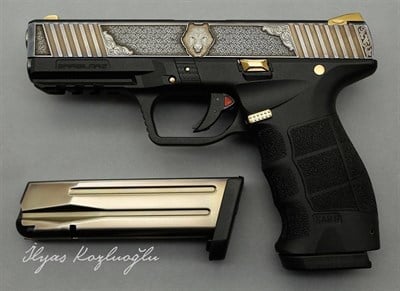 Sarsılmaz SAR9 3d Kurt Scroll Desen Gravür & Yanık Füme Kaplama