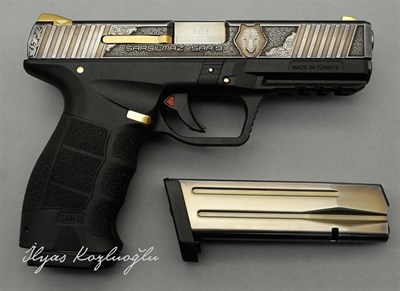 Sarsılmaz SAR9 3d Kurt Scroll Desen Gravür & Yanık Füme Kaplama