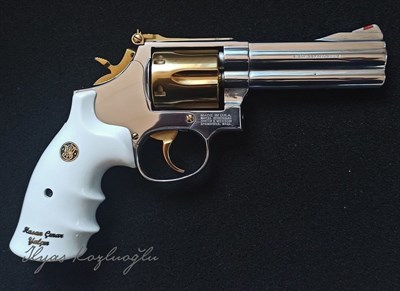 Smith&Wesson 357 Beyaz Krom Sarı Titanyum Kaplama