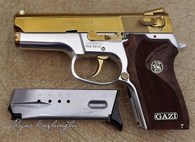 Smith&Wesson 6906 Titanyum Kaplama Sarı Beyaz