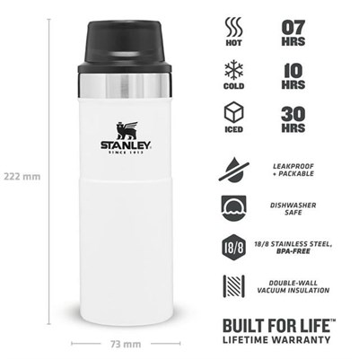 Stanley TriggerAction Travel Mug .47L / 16oz Matte Beyaz
