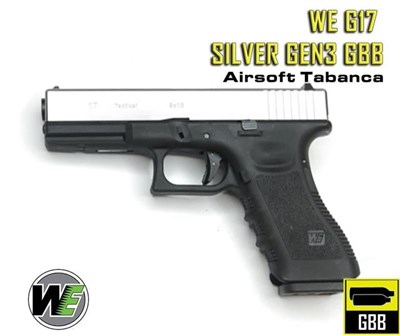WE G17 GLOCK 17 Gen 3 Silver GBB Airsoft Tabanca
