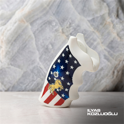 Colt Python Beyaz Pleksi Kabza Amerika Bayrağı Tasarımlı Sarı Pirinç At Logolu